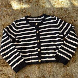 J. Crew Black and White Striped Cardigan